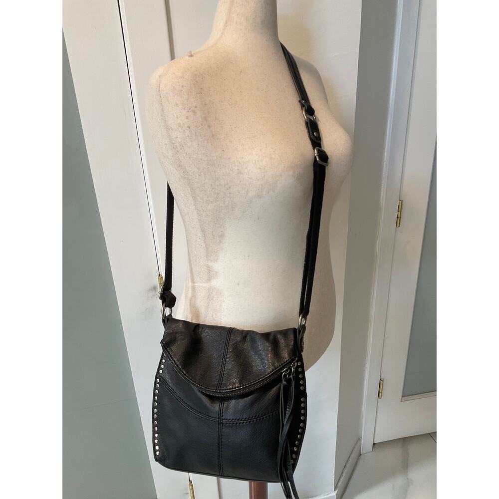 The Sak Black Leather Silverlake Crossbody Bag Zip Pockets **missing Hang tag** - Picture 9 of 16